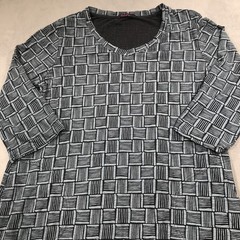 Fresh Produce Printed Dress Womens Large Blue 3/4 Sleeve V Neck USA Made Beach