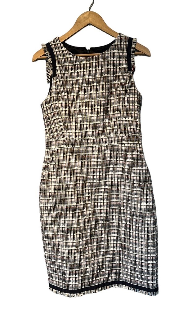 J Crew Navy & Off White tweed shift dress size 8