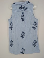 Vineyard Vines Performance Seersucker Dress L Blue White Stripe Floral Nautical