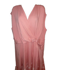 LANDS END 2X Wrap Front Fit & Flare Dress Coral Pink Tie Dye Sundress Surplice