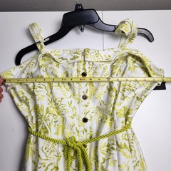 Karl Lagerfeld Square Neck Maxi Dress Rope Belt Floral Green Womens 14 NWT