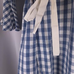 Blue Gingham Check Fit Flare Midi Dress Womens S Ruffle Bell Sleeve Cottagecore