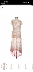 Figueroa & Flower Ivory Paisley Floral Tiered Maxi Dress Sz L Short Sleeve