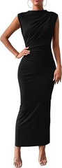 Women Ruched Bodycon Maxi Dresses Summer Casual Sleeveless Lightweight Slit E…