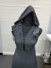 New Darker Wavs Backless Open Back Hooded Dress Faded Black Size Medium
