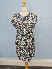 Whistles Dress Size 14 Sheath Abstract Sample Teacher Green Pink Black Casual