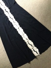 THEORY black Robbins Charm button up collared dress ecru lace trim Women’s 2