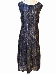 J Peterman Lace Midi Dress Navy Gold Stretch Sleeveless Women’s Size 18 Plus
