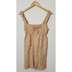 NWT Aerie Off-Duty Embroidered Cotton Mini Dress Beige XS