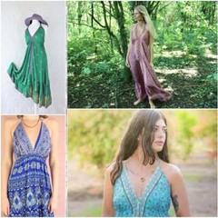 Indian Vintage Silk Dress Women Printed Wrap Dress Wholesale 10 PC