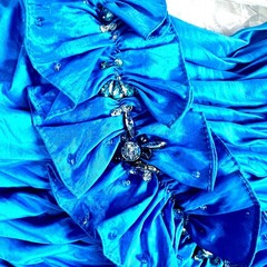 Jodi Kristopher Strapless Blue Gown Dress 5 Pageant Prom Ruched Pick Up Sparkle