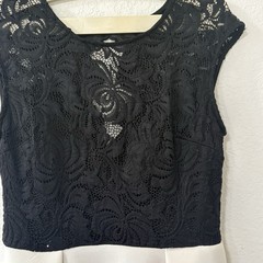 B DARLIN Black White Hi-Low Figure Skater Dress Sz 6 Party Cocktail Fit & Flare