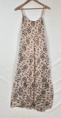 Elena Baldi Women’s XL Floral Silk Blend Maxi Dress Blush Braided Strap Sheer