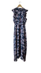 Chelsea28 Ruffle Button Down Ruffle Floral Tie Waist Maxi Dress Size-M