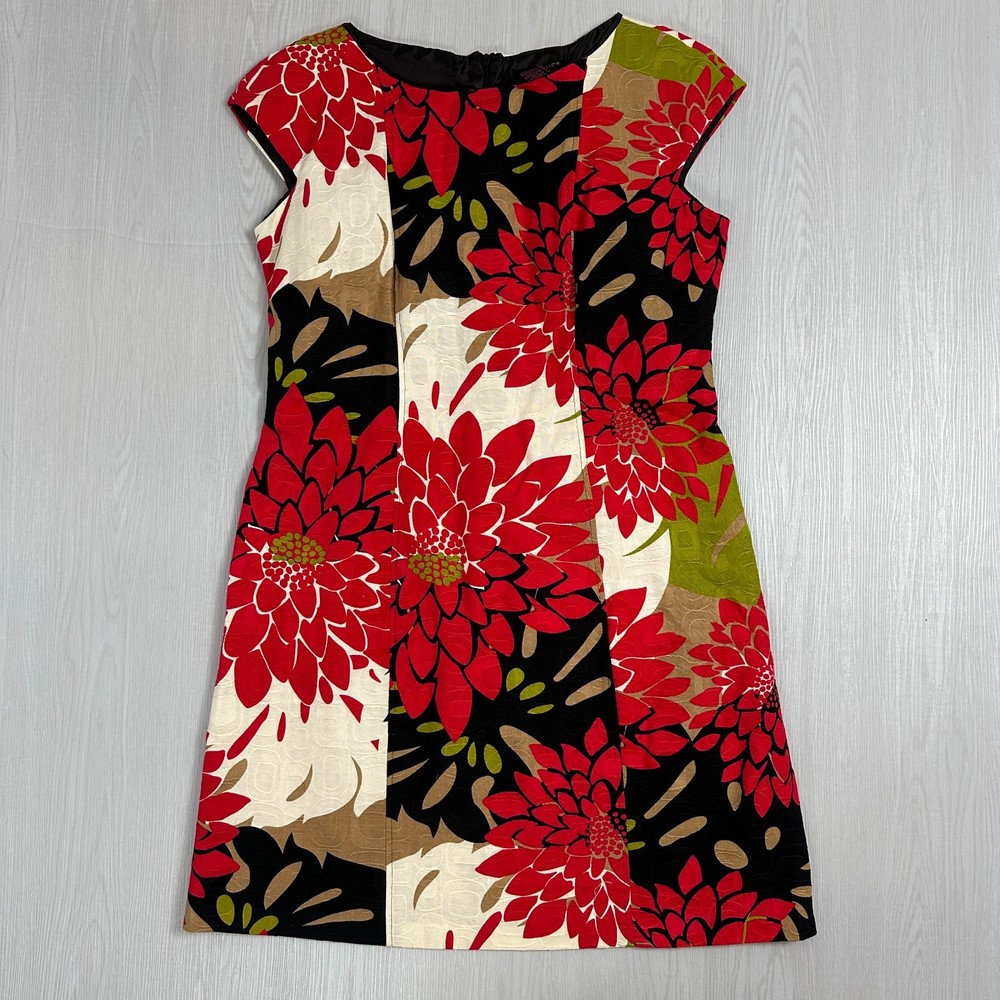 Vintage Robbie Bee Women&rsquo;s 12 Cotton Colorful Red White Green Black Floral Dress