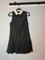 Alice + Olivia Employed Collared Drop Waist Pleated Dress Gray Sz 6 8 No Tag