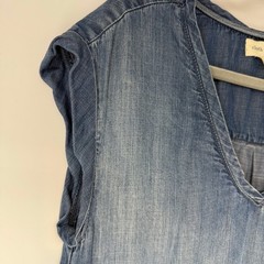 Cloth & Stone Shift Dress Women&rsquo;s Size S Blue Chambray V-Neck Cap Sleeve Hi-Low