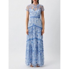 ML Monique Lhuillier Bluebell Floral Embroidered Mesh Gown Illusion Size 4 NWT