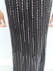 Jenny Packham Black/Silver Beaded Bow Detail Long Evening Dress US 8-10