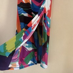 Lauren Ralph Lauren Abstract Multicolor Ruched V-Neck Tank Dress Long 4