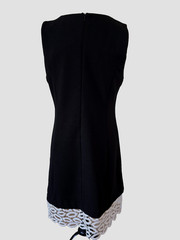 Betsey Johnson NWOT 14Black Sleeveless Dress White Lace Hem Cocktail Party Dress
