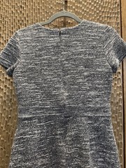 LOFT Petites 2P Black/White Tweed A-Line Short Sleeve Lined Zip Short Dress