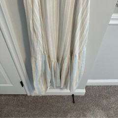 Tuckernuck Mii Collection White Blue Tan Striped Cotton Maxi Dress Small