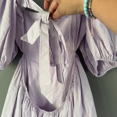 Altar&rsquo;d State Lavender Purple Open Back Bubble Sleeve Mini Dress NWT LARGE