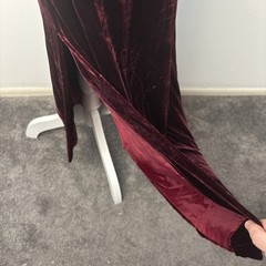 Vtg 90s Y2k Velvet Burnout Satin Skirt Set Midi Red Grunge Whimsigoth Goth Sz 10