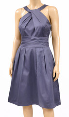 David&rsquo;s Bridal Gray Halter Pleated A Line Party Dress Size 10 Pockets NWT $139