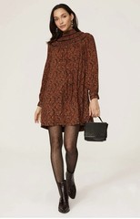 Rebecca Minkoff Jordana Rust Paisley High Ruffle Collared Mini Dress Size XS