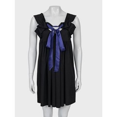 Miu Miu Chic Black Dress with Playful Purple Bow – Size 40/S