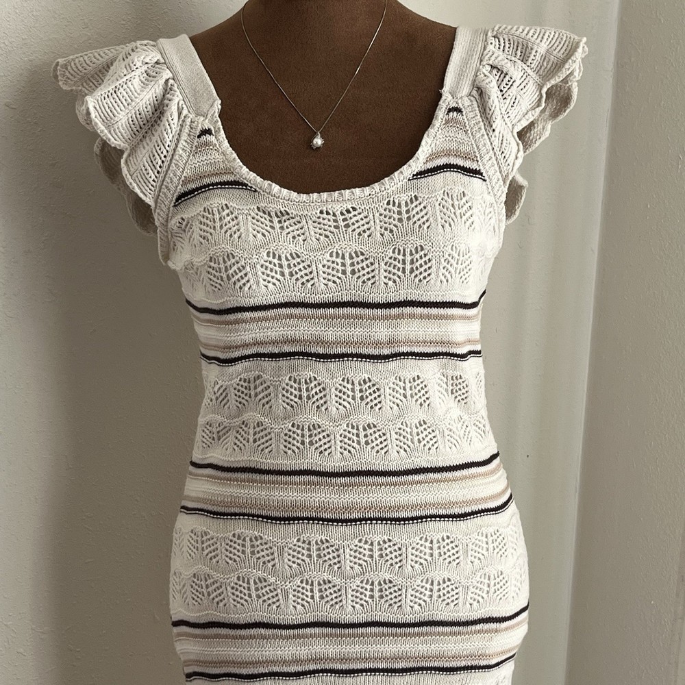 Freshman 1996 Cottagecore Crochet Midi Dress Romantic Boho Prairie Beach Sz S