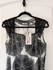 Dranella Silk Lace Occasion Dress Black White BNWT UK 10-12 EU38