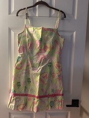 Lilly Pulitzer Floral Spaghetti Strap Sundress Bow Pleated