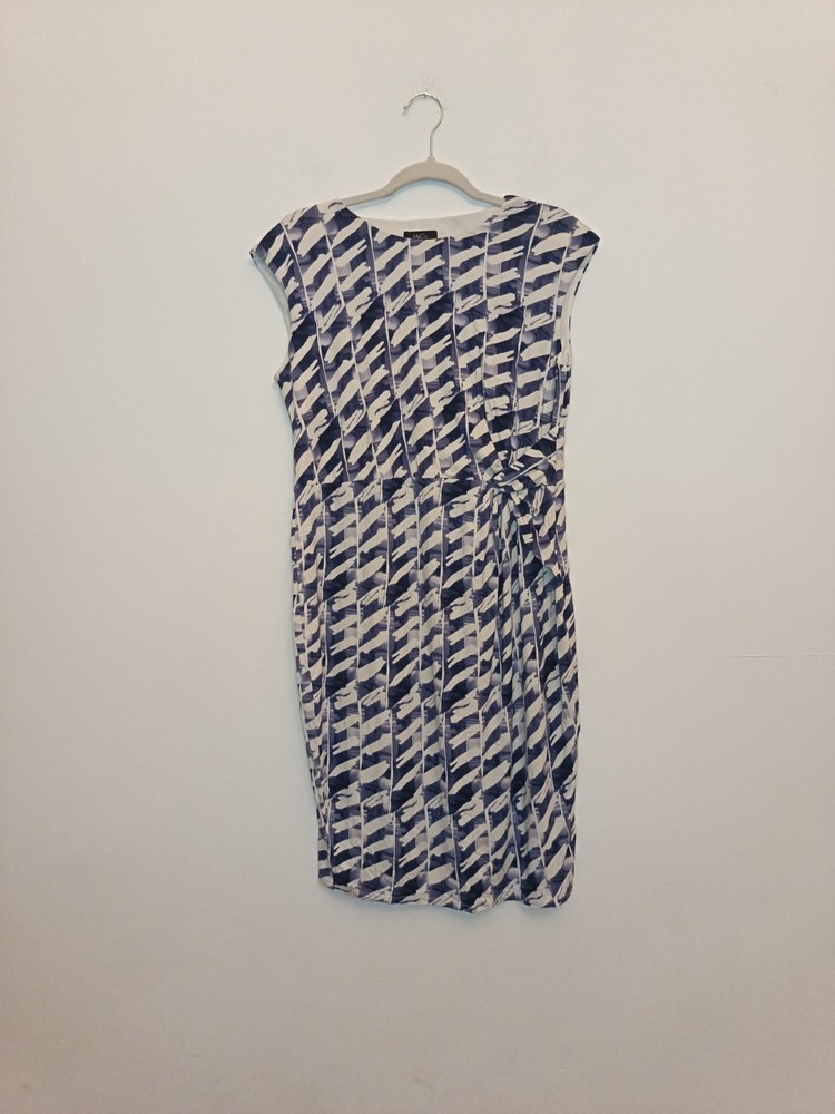 M&Co Blue White Patterned Colourful Knee Length Summer Day Dress Size 14 Party