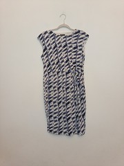 M&Co Blue White Patterned Colourful Knee Length Summer Day Dress Size 14 Party