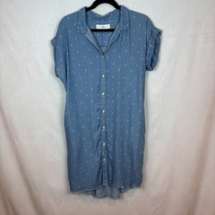 THREAD SUPPLY Womens Blue Chambray Shirtdress Fringed sz Medium Boho Western