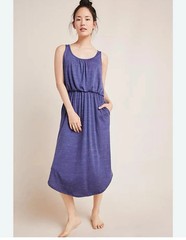 Saturday Sunday Anthropologie Jersey Midi Dress Womens XS Heathered Blue Pockets