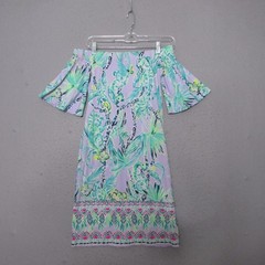 Lilly Pulitzer Fawcett Dress XXS Floral Off the Shoulder Its Impawsible NWT