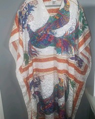 Sante Peacock Dress Muumuu One Size V-Neck Kaftan Pullover