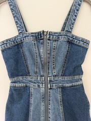 Wild Fable two-tone denim mini dress full-zip XXS (NWOT)
