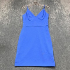 Express Mini Dress Women Small Bright Blue Adjustable Straps Banded Waist V Neck
