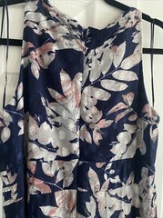 R&M Richards High-Low Floral Gown Womens Size 6 Navy Silver Rhinestone Dress NEW