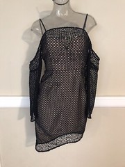 KEEPSAKE The Label EASY LOVE Off Shoulder Mini Dress Eyelet S,M,L NAVY NWT$235