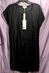 NWT PORTOBELLO AUSTRALIA  »CHAPMANS » Boho Dress Black Crusher 100% Cotton sz S