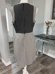 Covington Black White Square Pattern Sleeveless Sheath Knee Dress Size 10