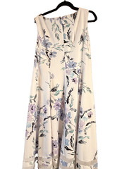 Calvin Klein 14w womens white lilac dress