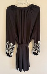 Z Supply Women’s Size Large Black Malia Midi Dress White Embroidered Sleeves NWT