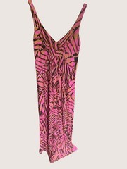 CAbi Pink and Black Abstract Animal Print Sleeveless V-Neck Maxi Dress Style 109